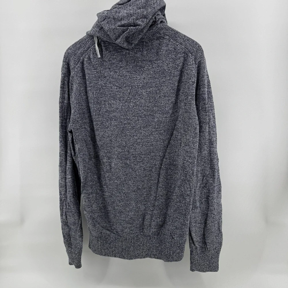 Banana Republic Tall Mens Gray Marled Knit Henley Hoodie Sweater Size L Beach‎